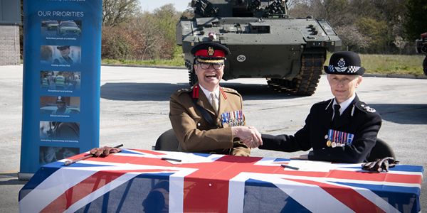 Colonel John Godfrey and Chief Constable Amanda Pearson at Bovington Army Camp