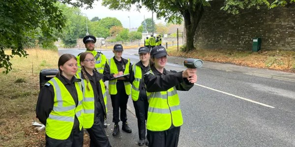 Police Cadets at Bodmin speed checking vehicles